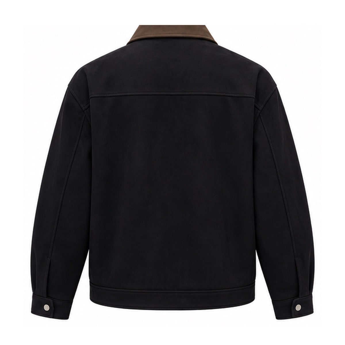 CONTRAST COLLAR SUEDE JACKET – Schwarz
