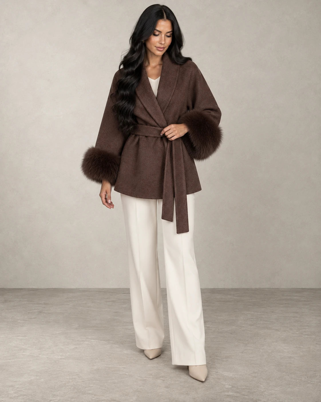 FURRY WRAP COAT