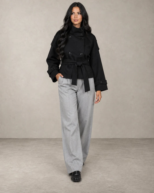 BELTED HIGH NECK JACKET