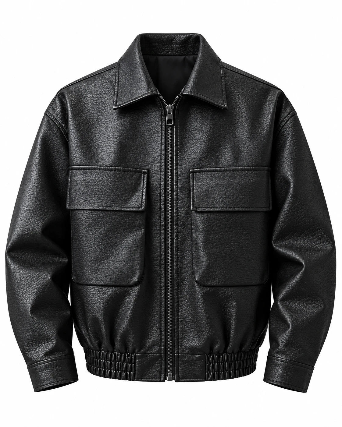LEATHER UTILITY BOMBER – Schwarz