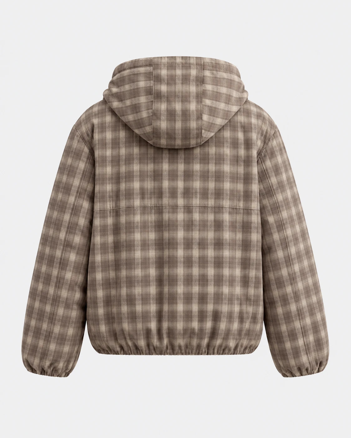 CHECK HOODED JACKET – Braun-Beige