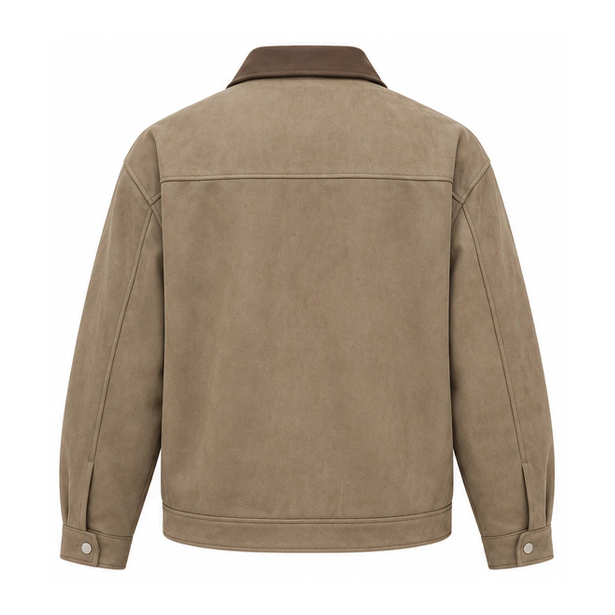 CONTRAST COLLAR SUEDE JACKET – Beige
