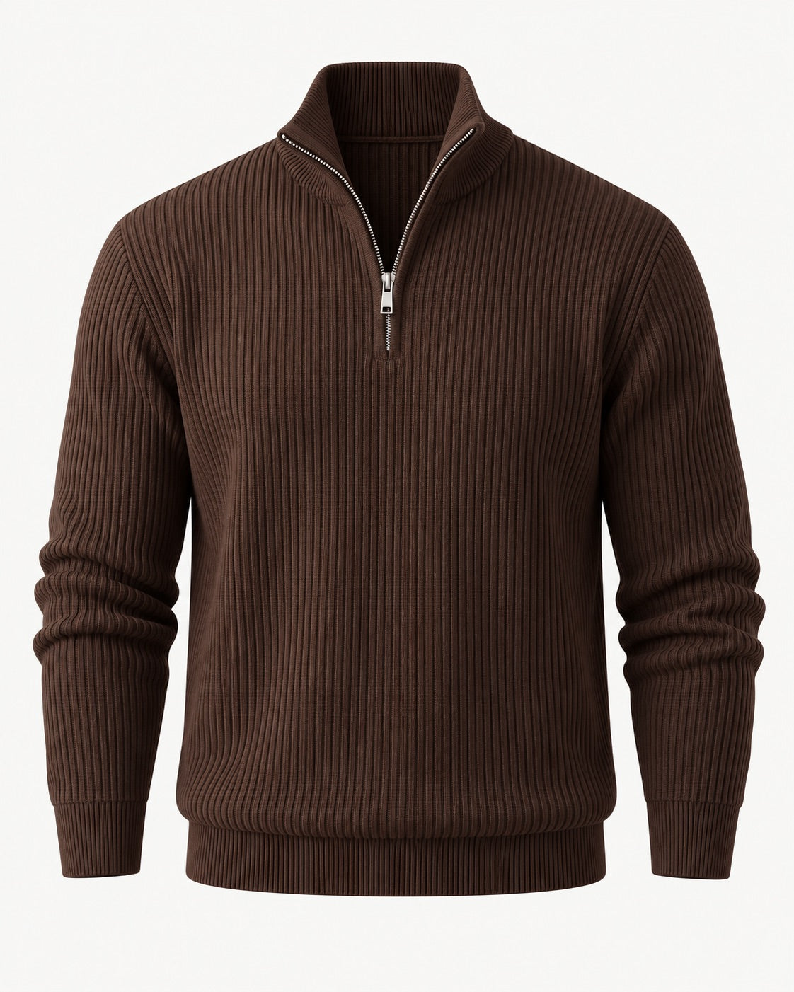 RIBBED HALF-ZIP KNIT – Braun