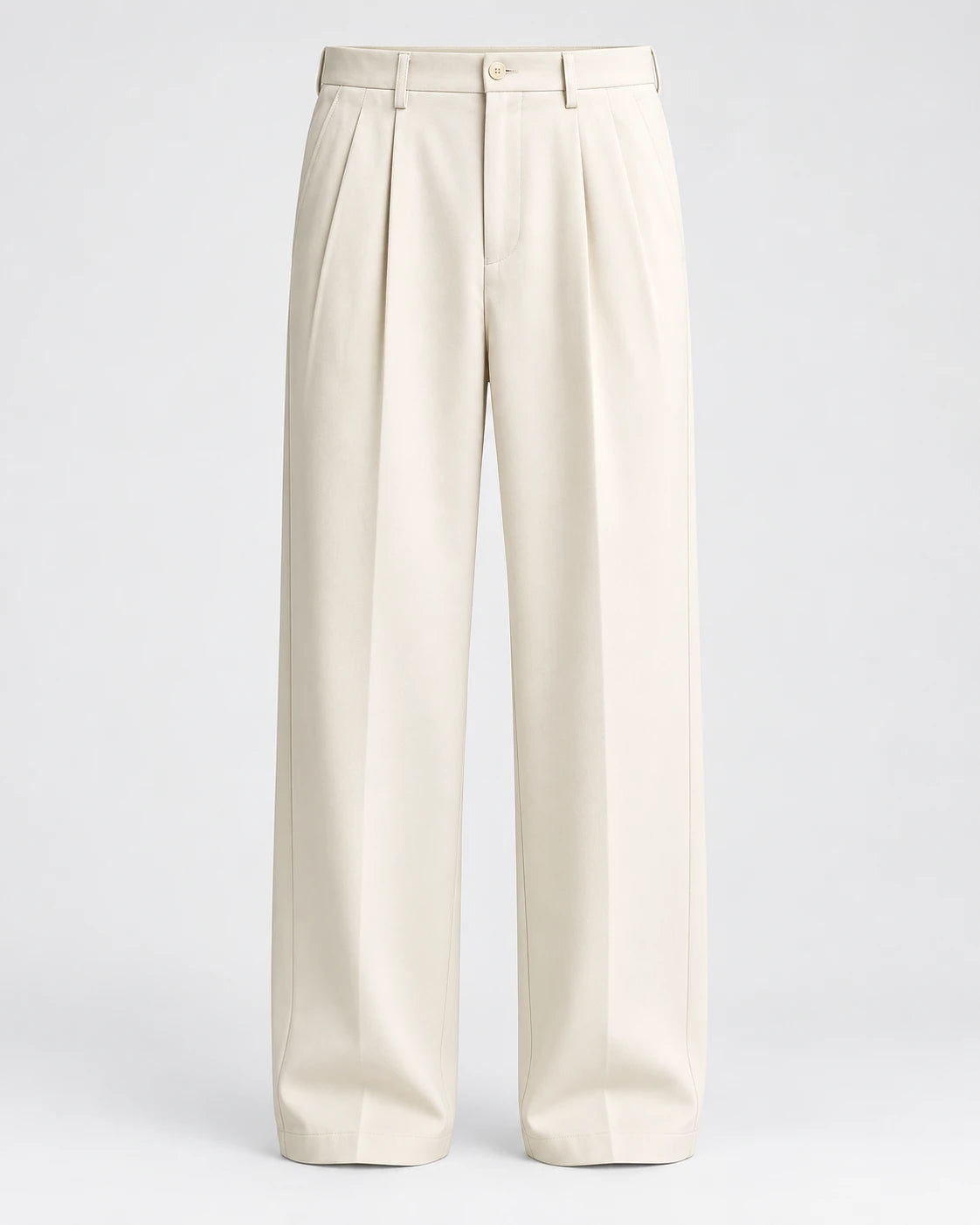 PLEATED WIDE TROUSERS – Creme