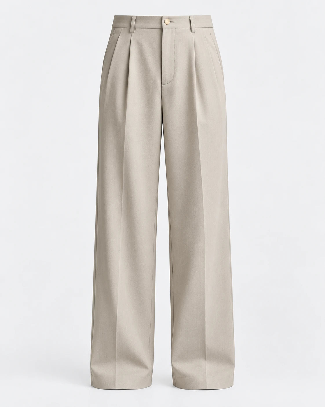 PLEATED WIDE TROUSERS – Taupe